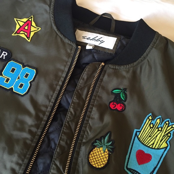 Green patch bomber jacket - Picture 2 of 3